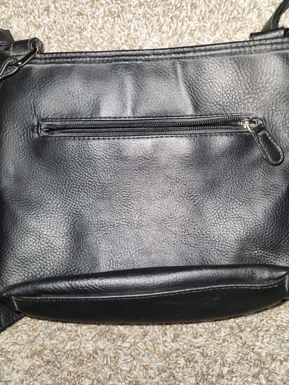 Black Crossbody Shoulder Bag with Front Zip Pocket - Picture 2 of 4